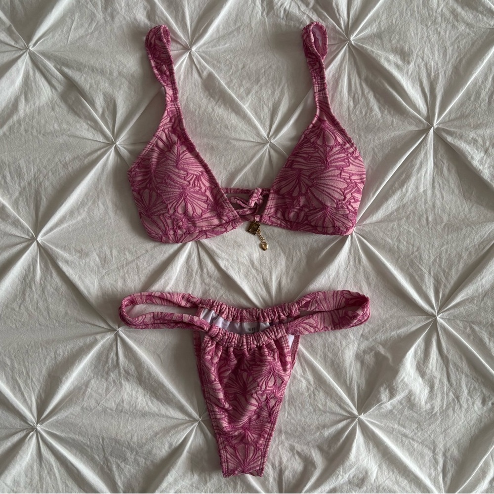 shein floral bikini set with charm